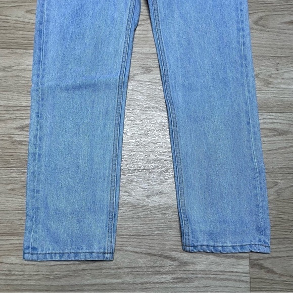 Still Here New York Wool Gingham Tate Denim Straight Mom Jeans Vintage Blue 24 - Picture 9 of 14